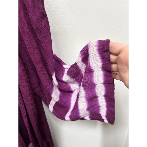 Soft Surroundings 3X Purple & White Tie-Dye Cold Shoulder Top plus size - Picture 3 of 8